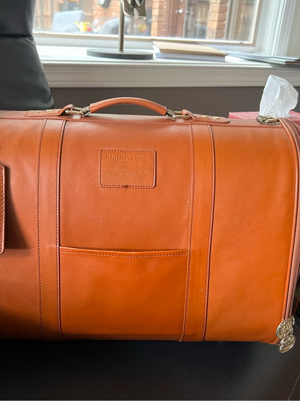 Hartmann Rose Orange Leather Duffel Bag — Men’s Classic Weekender